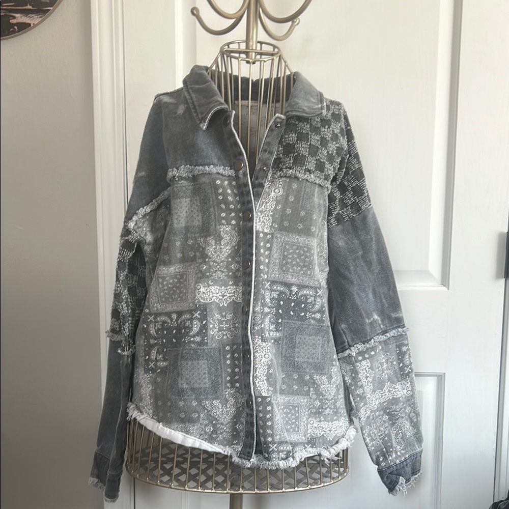 Large Patchwork Denim Jacket - image 1